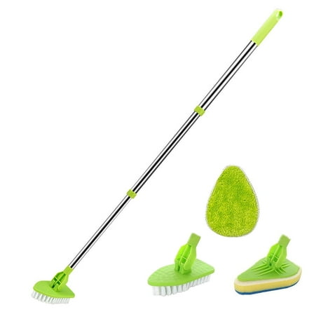 Tzdxfgl Scrub Cleaning Brush with Long Handle 3 in 1 Shower Cleaning Brush Tub Tile Scrubber Brush Extendable Multifunctional 18