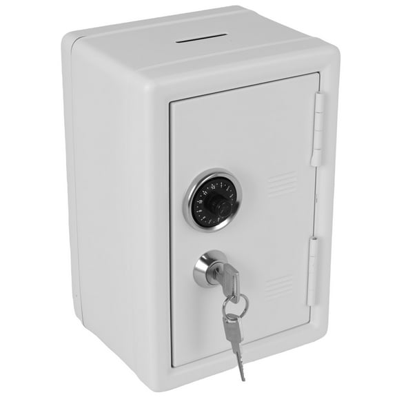 FUYGRCJ Small Safe Box for Home, Mini Safes with Key, Security Cabinet Safes, Money Safe and Cash Lock Box with Keys for Money Cash and Valuables, 7.09"x4.72"x3.94", White