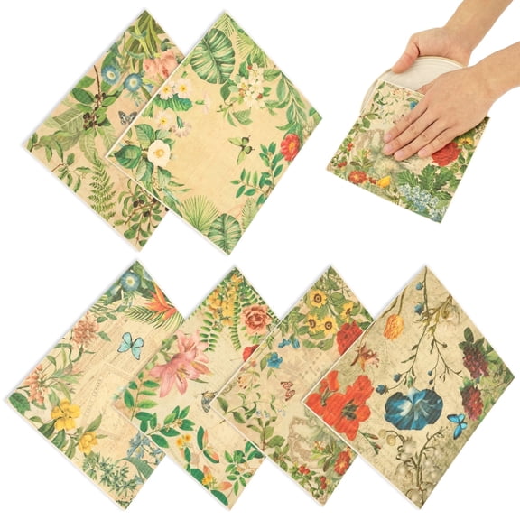 FUYGRCJ Swedish Dishcloths for Kitchen, 6 Pack Flowers Reusable Paper Towels Washable, Super Absorbent Swedish Dish Cloths, Biodegradable, Non-Scratch