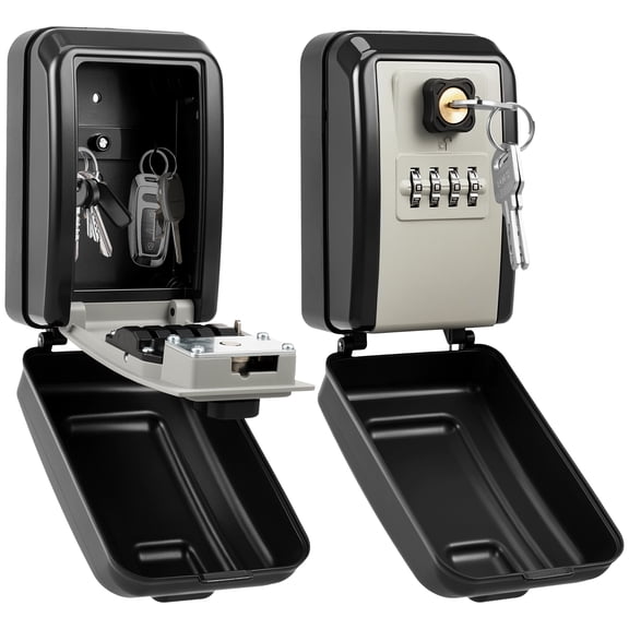 FUYGRCJ Wall-Mounted Lock Box for Keys with Code, Large Capacity 4 Digits Combination Key Lock Box with Resettable Spare Key, Key Safe Storage Lockbox for Home, Apartment, Office, Garage