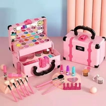 FUYGRCJ Washable Cosmetic Set, Kids Girls MakeupKit, Fold Out Play Vanity Makeup Toy Palette Box