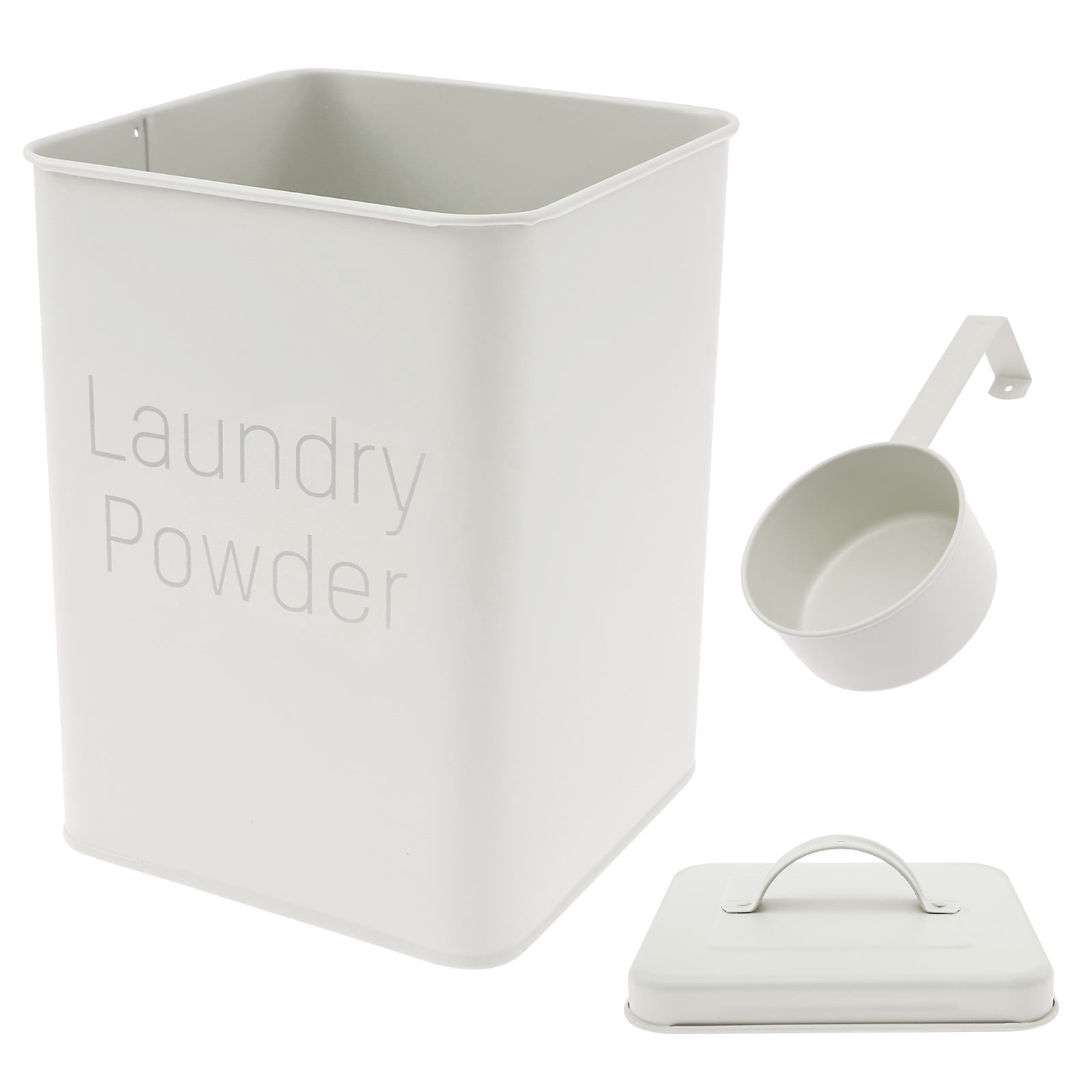 FUYGRCJ Washing Powder Storage Box, 3L Metal Laundry Detergent Storage Container, Laundry Powder Container Bin with Handle Lid Spoon for Laundry Room Travel