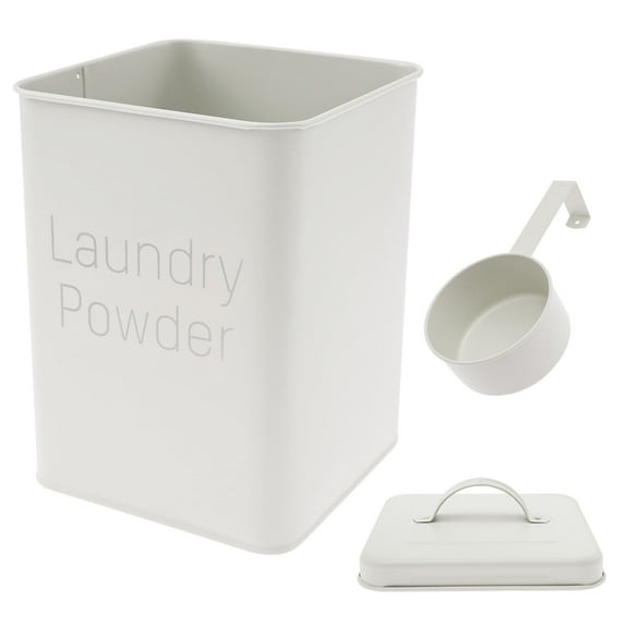 FUYGRCJ Washing Powder Storage Box, 3L Metal Laundry Detergent Storage Container, Laundry Powder Container Bin with Handle Lid Spoon for Laundry Room Travel