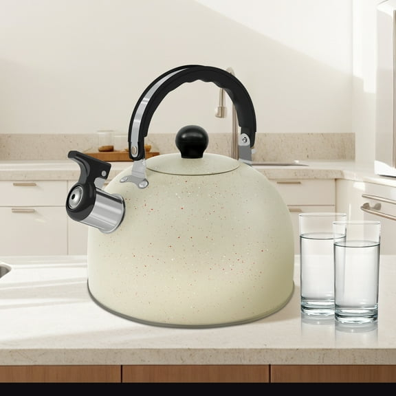 FUYGRCJ Whistling Tea Kettle 3 L Stainless Steel Tea Pot with Anti-Scalding Handle Stovetop Whistling Teakettle Tea Kettle Pot Fast Heat Water Teapot for Induction Cooker Gas Stovetop