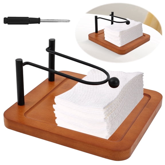 FUYGRCJ Wood Napkin Holder for Table, Wooden Napkin Flat Holder, Farmhouse Cocktail Napkin Tray, Windproof Napkin Caddy Dispenser, Tabletop Napkin Organizer for Kitchen, Countertop, Restaurant