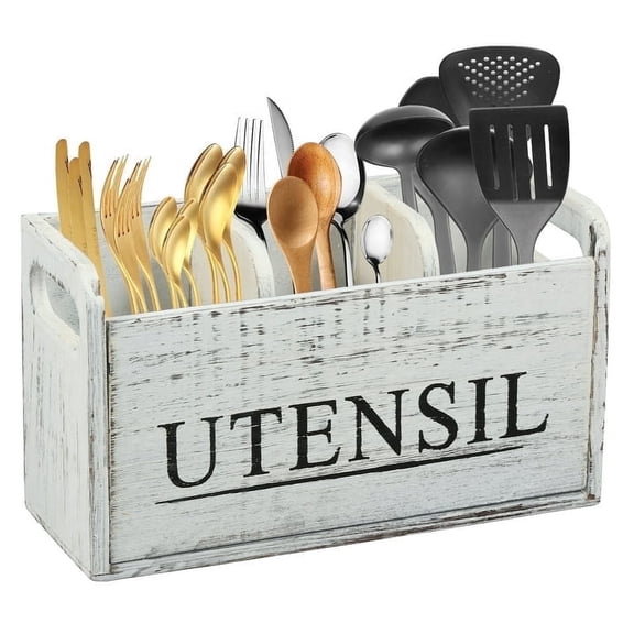 FUYGRCJ Wooden Kitchen Utensil Holder, Sturdy Cooking Utensil Holder, Detachable Farmhouse Utensil Holder Easy to Clean Kitchen Utensil Holder for Kitchen Home