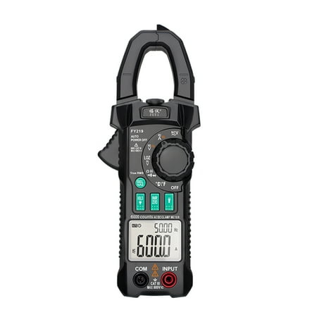 FUYI AC DC Inrush Current Clamp Meter 6000 Count Automatic Clamp Multimeter Temperature Testing Multifunctional Dual Display True RMS AC DC Surge Current Clamp Ammeter Clamp Gauge Black FY2