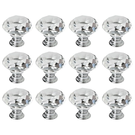 FUYPSE 2026 New Arrivals 12Pcs Crystal Knobs Set, Cabinet Knobs with Screws, Drawer Pulls, Glass, for Dresser, Bathroom, Bedroom, Kitchen, Living Room 0.8in
