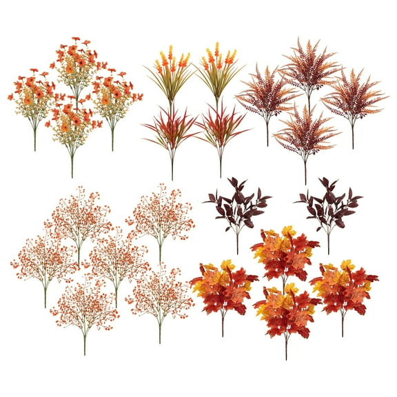 FUYPSE 2026 New Arrivals 24 PCS Artificial Fall Flowers Plants for Outdoors Fall Decor, Fake Faux Flower Autumn UV Resistant for Thanksgiving Porch Window Box Planter
