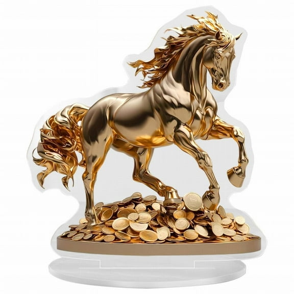 FUYPSE 2026 New Arrivals 2D Flat Horse Statue Acrylic Desktop Figurine Crafts Decorative Tabletop Sculpture for Kitchen Countertop Walkway Home Decor