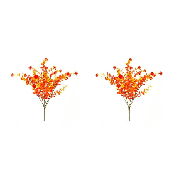 FUYPSE 2026 New Arrivals 2PCS Fake Artificial Flowers Autumn Floral Arrangements Fall Flower with Eucalyptus Leaves Realistic for Halloween Harvest Festival Party Home Office Table