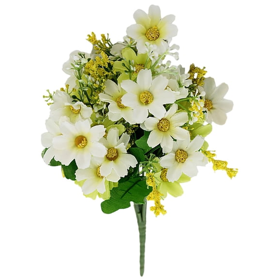 FUYPSE 2026 New Arrivals Artificial Flowers Outdoor 1 Bundles Artificial Daisies Flowers Cemetery Flower Plastic Memorial Bouquet for Hanging Window Box Home Table Centerpieces Decor