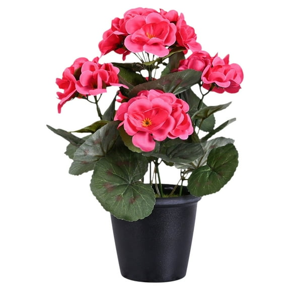 FUYPSE 2026 New Arrivals ArtificialBegonia Flower in Pots, Small Fake Plants for Indoor Bathroom, Office Desk, Shelf, Outdoor Decor, Realistic Faux Potted Plants, Cute Decorative Silk Plants