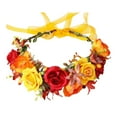 thumbnail image 1 of FUYPSE 2026 New Arrivals Boho Flower Crown – Red, Yellow & Orange Floral Headband with Adjustable Ribbon for Weddings, Festivals, and Fall Celebrations, 1 of 8
