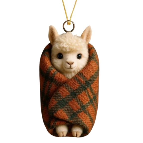 FUYPSE 2026 New Arrivals Ornament Hooks Cozy Wrapped Critters Ornament Cute Cow Hanging Alpaca Plush Toys Ornaments Animal Ornaments Realistic Plush Toy Soft for Holiday Home Christmas