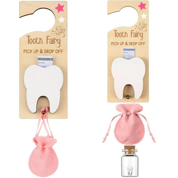 FUYPSE 2026 New Arrivals Ornament Hooks Tooth Holder Bag Hanger with Slot Keepsake Bottle Velvet Tooth Box Encourage for Lost Teeth Boy Girl (Classic )
