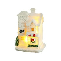 FUYPSE Clearance Desktop Ornament Ceramic Gesture Christmas Houses Resin Ornaments Desktop Decoration Lighted Christmas Houses 2025 Cottage Town Tiny Figurine with LED Light Winter Village Ornament