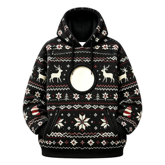 FUYUDY Pet Carrier Hoodie Christmas Graphic Print Hoodie Oversized Long Sleeve Pullover for Women and Men