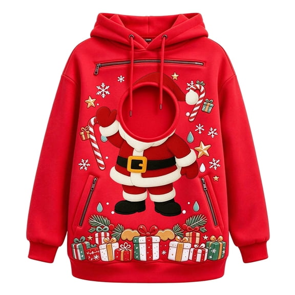 FUYUDY Pet Carrier Sweatshirt For Women Christmas Pet Carrying Hoodie Long Sleeve Pullover With Zipper Pockets