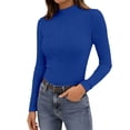 thumbnail image 1 of FUYUDY Women Blouse Casual Fashion Semi Turtleneck Slim Fit Basic Ribbed Knit Long Sleeve Tops Everyday And Layering Fashionable Female Solid Color Dailywear, 1 of 4