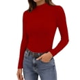 thumbnail image 1 of FUYUDY Women Blouse Casual Fashion Semi Turtleneck Slim Fit Basic Ribbed Knit Long Sleeve Tops Everyday And Layering Soft Female Solid Color Dailywear, 1 of 4