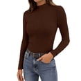 thumbnail image 1 of FUYUDY Women Blouse Casual Fashion Semi Turtleneck Slim Fit Basic Ribbed Knit Long Sleeve Tops Everyday And Layering Versatile Female Solid Color Dailywear, 1 of 4