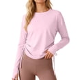 thumbnail image 1 of FUYUDY Women Blouse Loose Fit Drawstring Yoga Tops Long Sleeve Workout Shirt For Running Gym Athletic Breathable Casual Activewear Breathable Female Solid Color Dailywear, 1 of 5