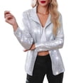 thumbnail image 1 of FUYUDY Women Blouse Style Long Sleeve Shirt With Lapel Casual Wear Lightweight Jacket Tops Holiday Female Solid Color Dailywear, 1 of 4