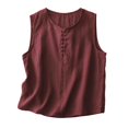 thumbnail image 1 of FUYUDY Women'S Tank Top Summer Loose Fit Sleeveless Crew Neck Solid Color Tank Top Casual Knit With Knot Button Design Soft Breathable Female Camisole For Layering And Outerwear,Red,L, 1 of 4