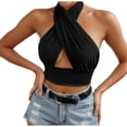 thumbnail image 1 of FUYUDY Women'S Tank Top Summer Sexy Slim Fit Sleeveless Halter Neck Solid Color Hollow Out Backless Solid Color Vest Stylish Versatile Female Camisole For Casual Outings,Black,L, 1 of 6