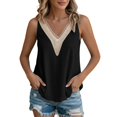 thumbnail image 1 of FUYUDY Women Shirts Summer Solid Color Loose Neck Lace Sleeveless Tops Casual Blouse Tee Shirt Versatile Female Dailywear, 1 of 5