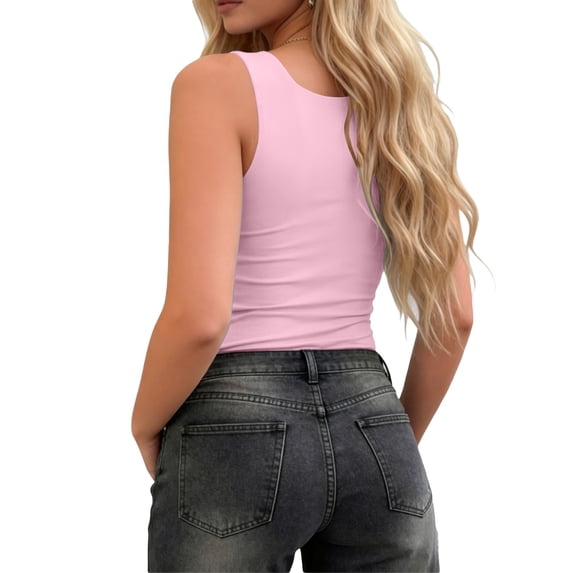 FUYUDY Women Slim Fit Basic Solid Color Deep V Neck Tank Tops Sleeveless Casual Stretch Soft Comfortable Summer Wear Classic Ladies Camisole