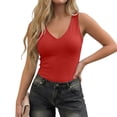 thumbnail image 1 of FUYUDY Women Slim Fit Basic Solid Color Deep V Neck Tank Tops Sleeveless Casual Stretch Soft Comfortable Summer Wear Holiday Ladies Camisole, 1 of 8