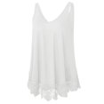 thumbnail image 1 of FUYUDY Women Tank Top Versatile Trendy Elegant Scoop Neck Loose Fit Lace Patchwork Hem Camisole Comfortable Lightweight Vest Top For Ladies Everyday Wear,White,XXXL, 1 of 3
