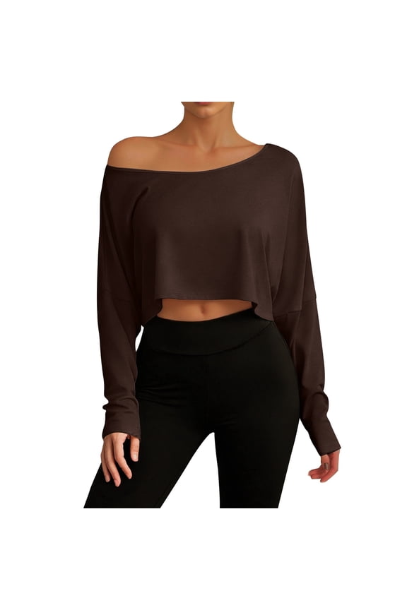 Women's Tshirts One Shoulder Loose Fitting Long Sleeved T-Shirt As A Base Layer Cozy Female Solid Color Tops