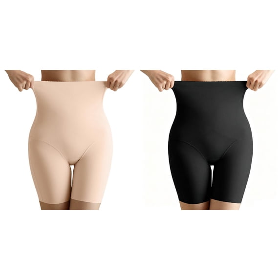 FUZHIQ 2 PC Shapewear Tummy Control Shorts for Women, 5-IN-1 Body Shaper High Waisted Girdle Boyshort Slip Short for Under Dresses