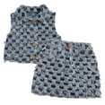 thumbnail image 1 of FUZHIQ 2 Piece Sets For Girls ,Girls' Clothing Denim Suit 2 10 Years Old Casual And Formal Wear Summer Spring Lapel Sleeve Top Paired With Short Skirt Loose Fit Elastic Comfortable,2-3 Years, 1 of 7