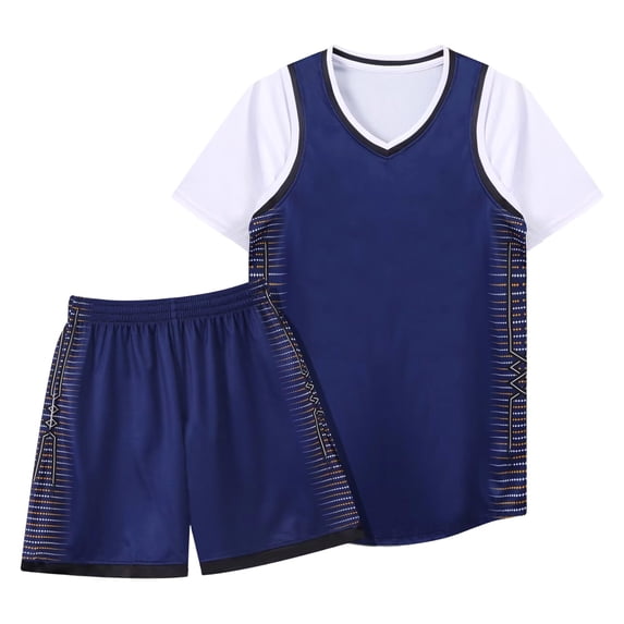 FUZHIQ 2-Piece Unisex Basketball and Shorts Set, Breathable Quick-Dry Athletic Uniform Sports Outfit for Boys Girls Youth Training Competition,3-16 Years