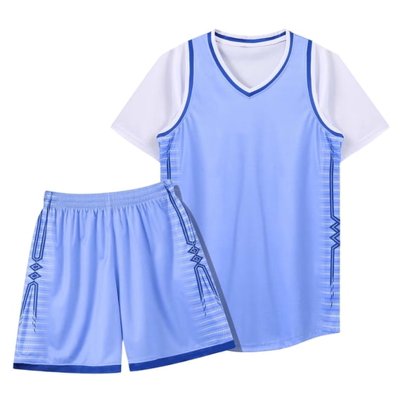 FUZHIQ 2-Piece Unisex Basketball and Shorts Set, Breathable Quick-Dry Athletic Uniform Sports Outfit for Boys Girls Youth Training Competition,3-16 Years
