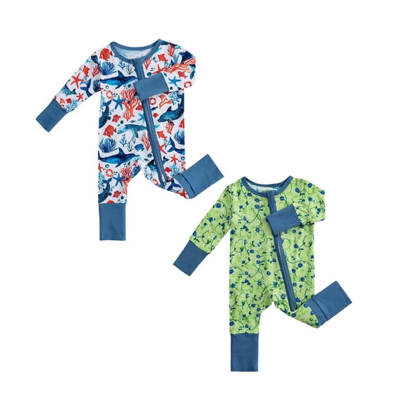 FUZHIQ 2Pcs Girls Bodysuits Zipper Long Sleeve Letter Prints Romper Jumpsuits Jumpsuit One Piece Newborn Infant