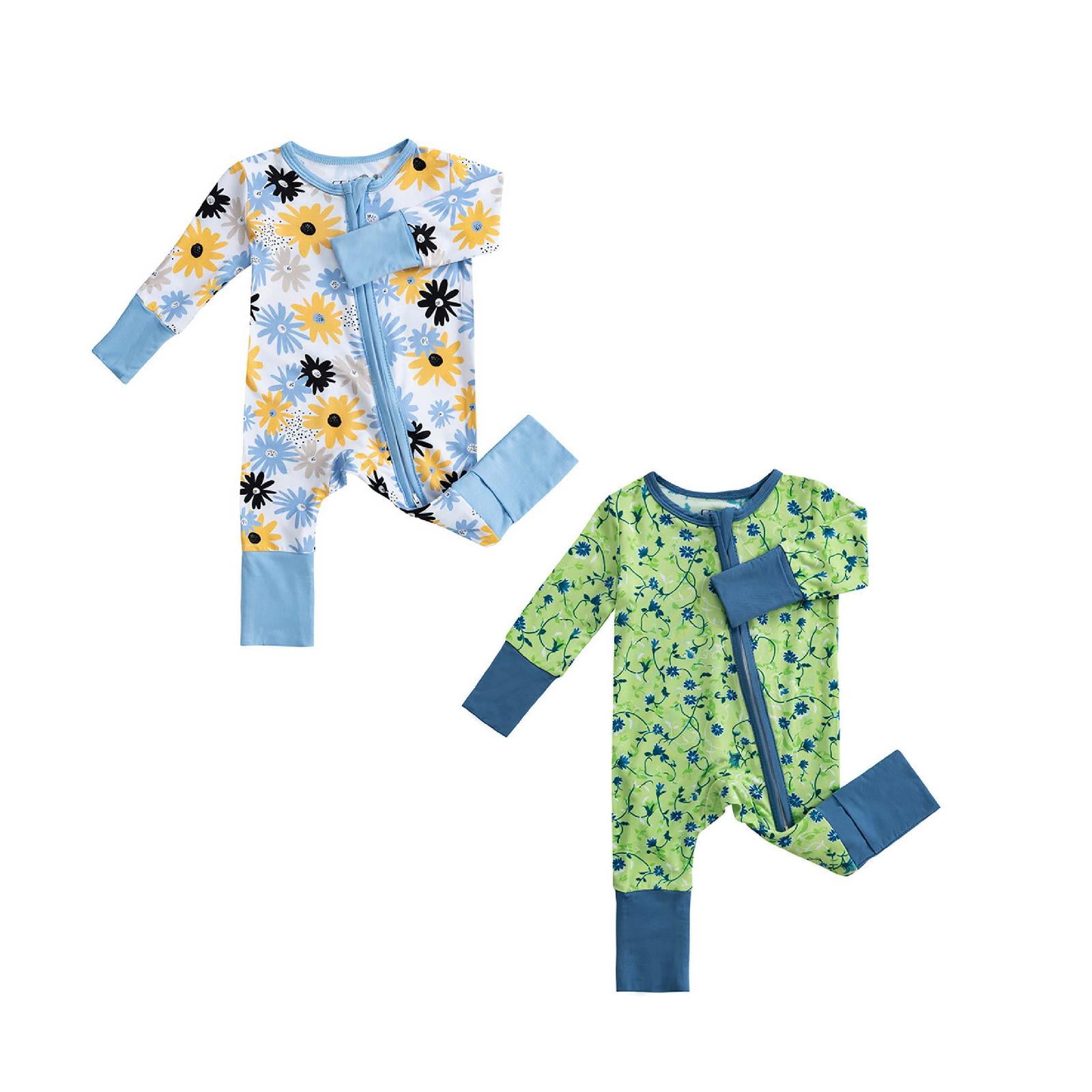 FUZHIQ 2Pcs Girls Bodysuits Zipper Long Sleeve Letter Prints Romper Jumpsuits Jumpsuit One Piece Newborn Infant