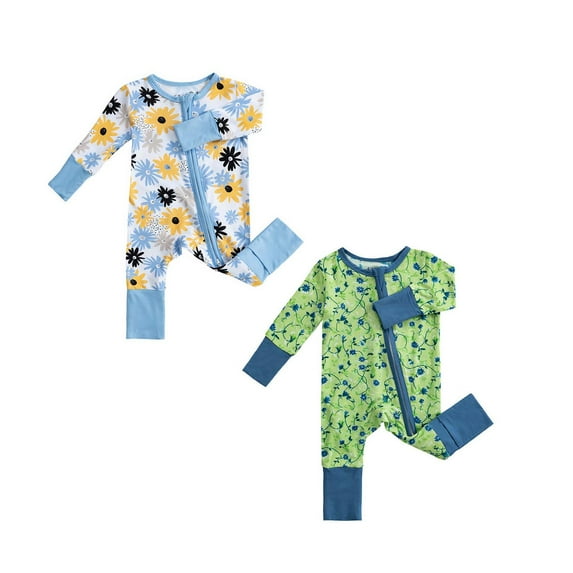 FUZHIQ 2Pcs Girls Bodysuits Zipper Long Sleeve Letter Prints Romper Jumpsuits Jumpsuit One Piece Newborn Infant