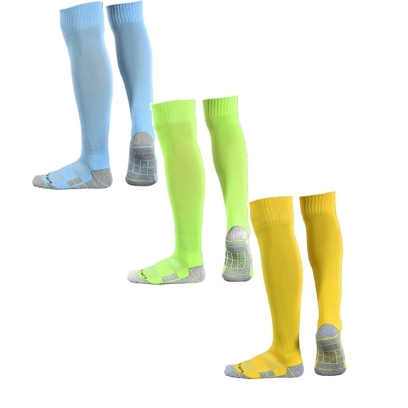 FUZHIQ 3 Pairs Soccer Softball Baseball Socks for Youth Kids Adult Multi-Sport Compression Knee High Socks, 10-14 Years