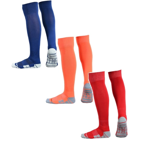 FUZHIQ 3 Pairs Soccer Softball Baseball Socks for Youth Kids Adult Multi-Sport Compression Knee High Socks, 6-10 Years