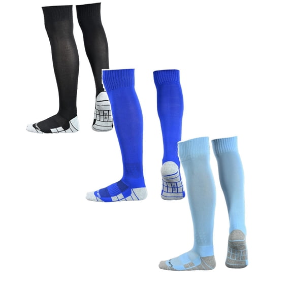 FUZHIQ 3 Pairs Soccer Softball Baseball Socks for Youth Kids Adult Multi-Sport Compression Knee High Socks, 6-10 Years