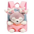 thumbnail image 1 of FUZHIQ 3D Plush Deer Doll Mini School Backpack for Ages 3-6 Cute Animal Design Soft Padded Straps Portable Small Student Daypack, Pink, 1 of 7