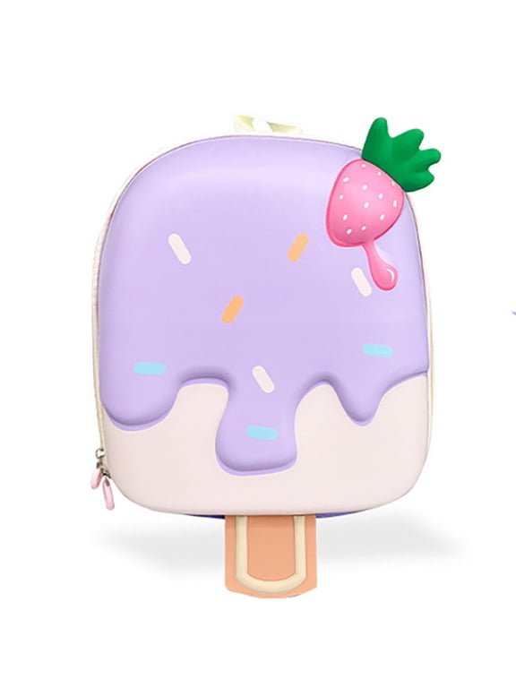 3D Shape School Backpack for Ages 3rd 4th 5th 6th Grade Hard Shell Ice Cream Bookbag Elementary Students Back to School
