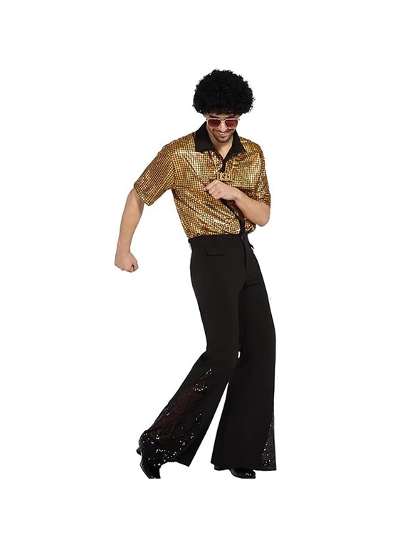 70s Outfits for Mens Retro Disco Costume Halloween Party Dress Up Set
