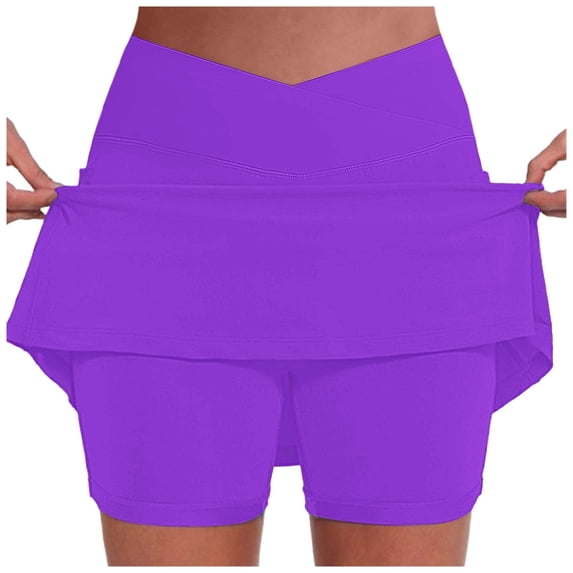 FUZHIQ Activewear Skorts for Women Lightweight Loose Fit Baggy Built-In Shorts Tie-Dye Graphic Flowy Ruffle High Waisted Womens Athletic Skirt Tennis Golf Shorts Pockets,M