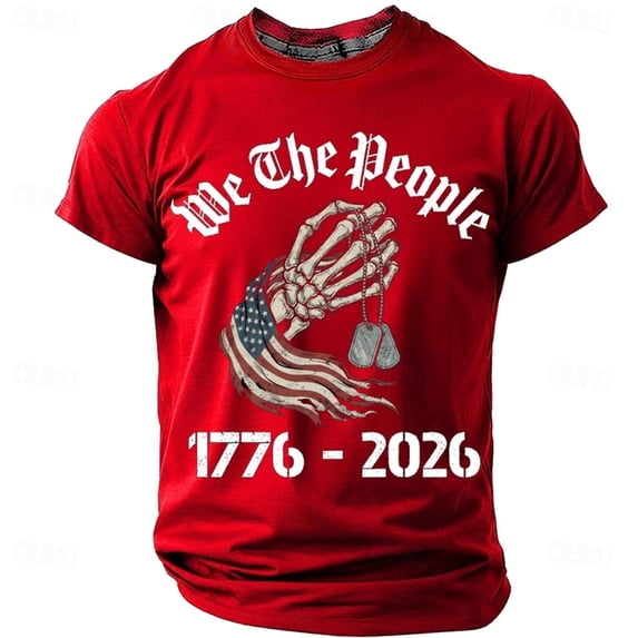 FUZHIQ American Flag T Shirt Men USA Star Stripes Fourth July Tee Shirts Casual America Flag Print Crew Neck Tee Tops,M
